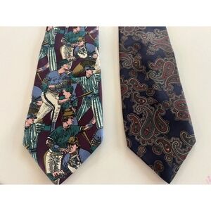 Lot‎ Of 2 Vintage Jacob Roberts Ltd. JR Tie Baseball Paisley (Silk) Men's